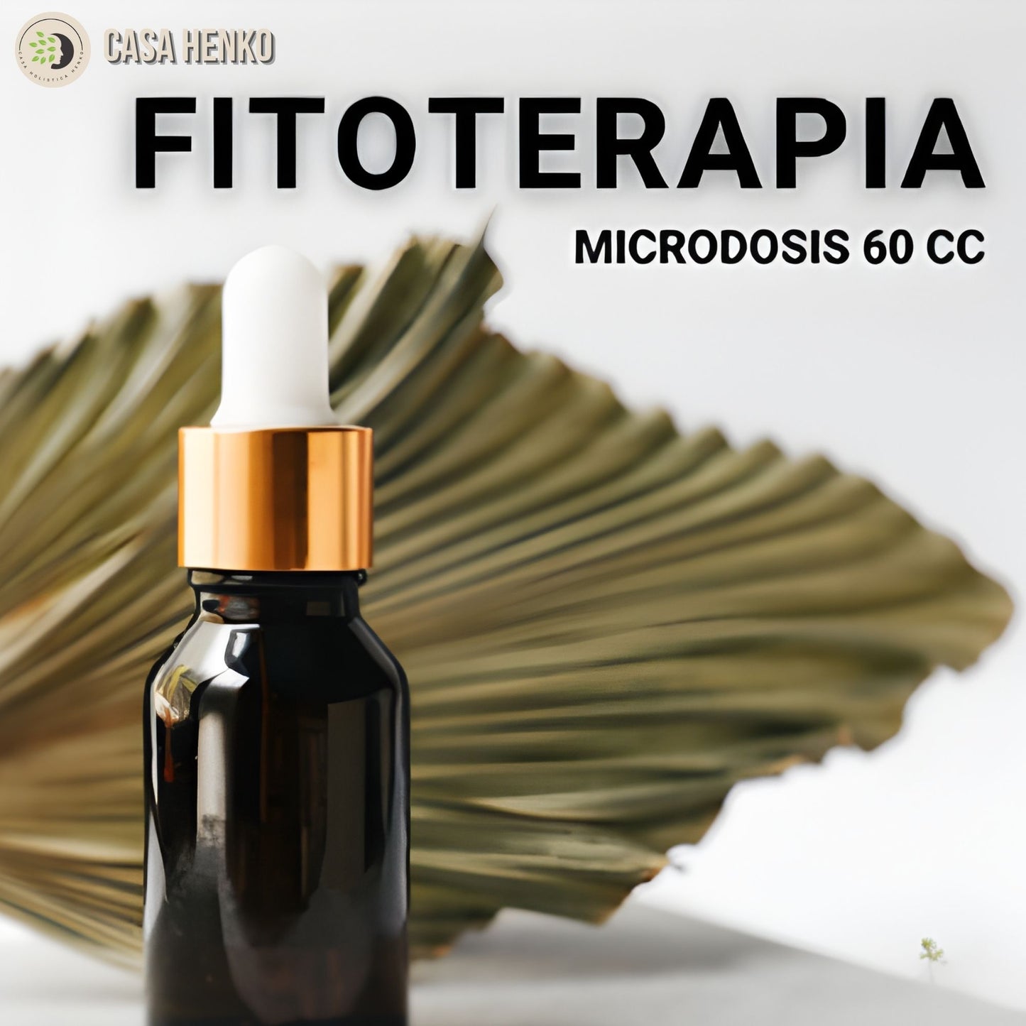 Frasco gotero de fitoterapia microdosis 60 cc con envase ámbar y pipeta, preparado herbal para uso terapéutico natural.