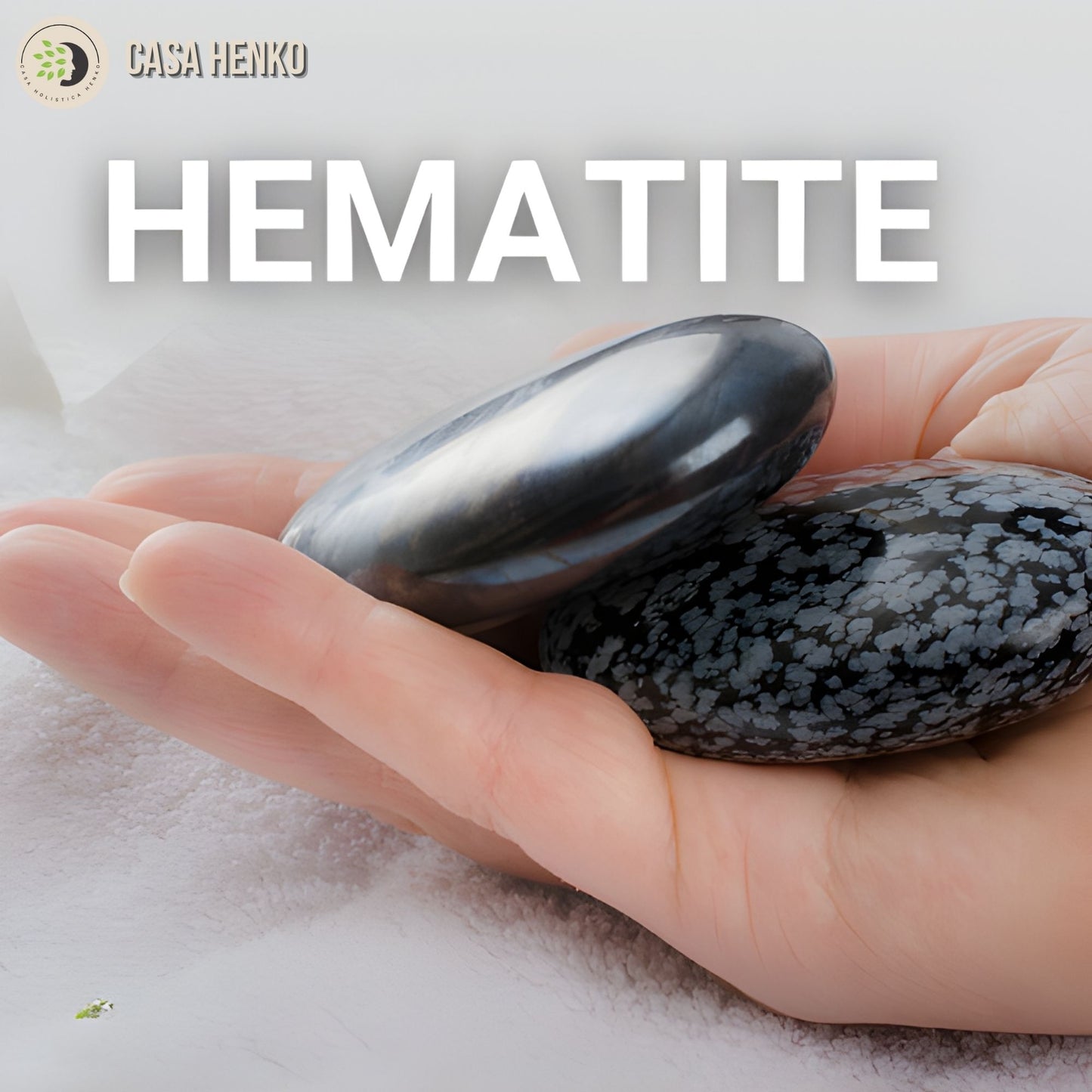 Hematite pulida en mano, piedra natural para enraizamiento, protección y equilibrio energético