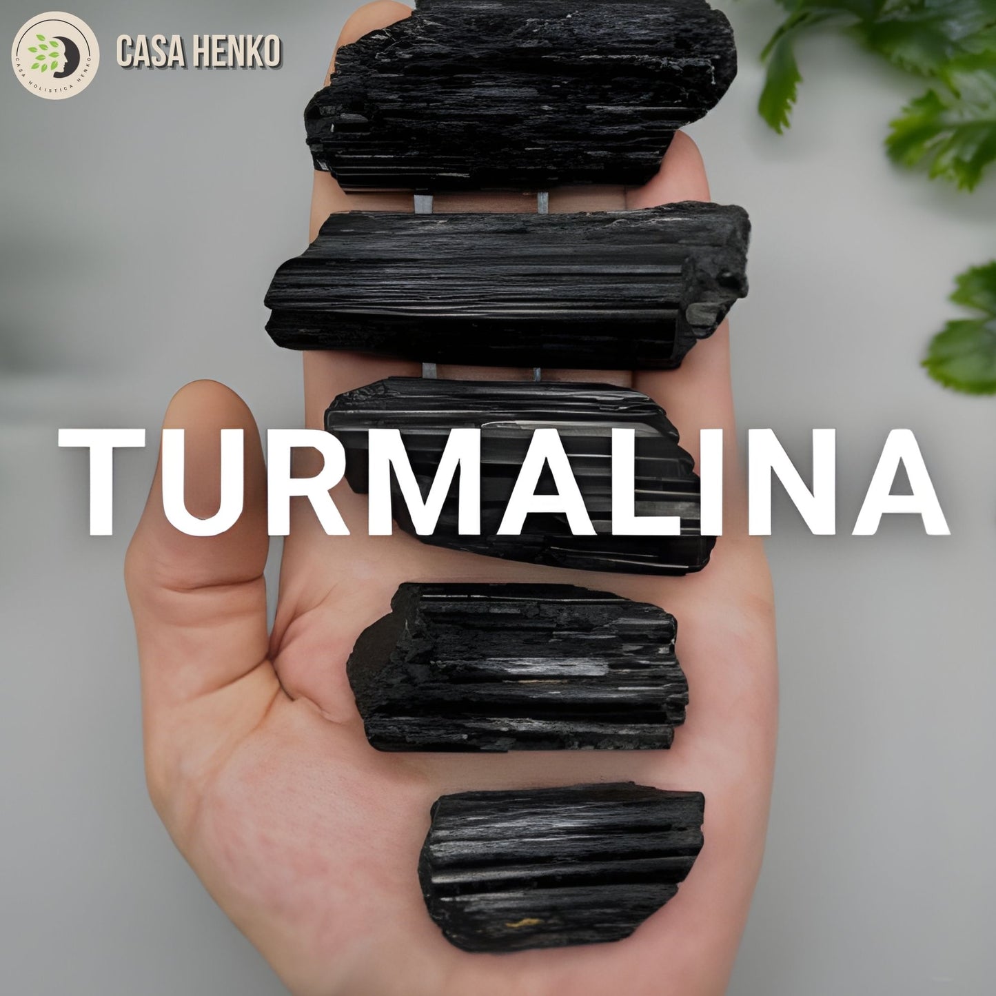 Turmalina negra en bruto sobre la palma de la mano, piedra natural utilizada en prácticas energéticas y protección espiritual.